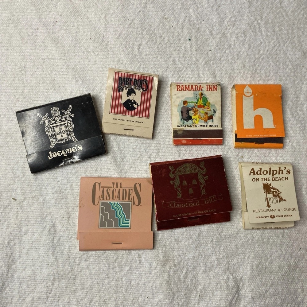 Lot Of 7 Vintage Matchbooks Opryland Hotel Baby Does Jacque's Chestnut Hill